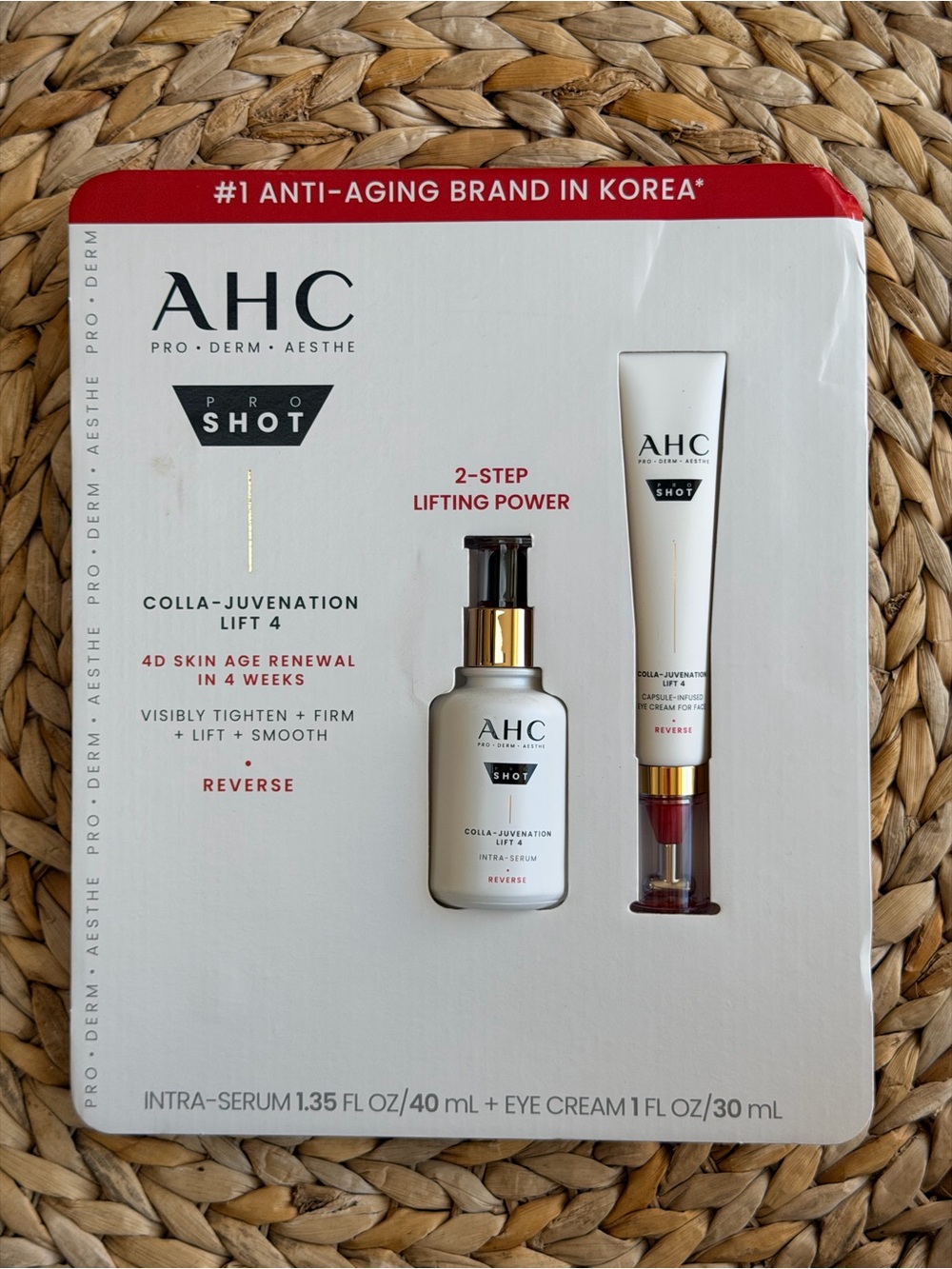 NIB AHC Pro Shot Colla-Juvenation Lift 4 Duo Set – Intra Serum + Eye Cream
